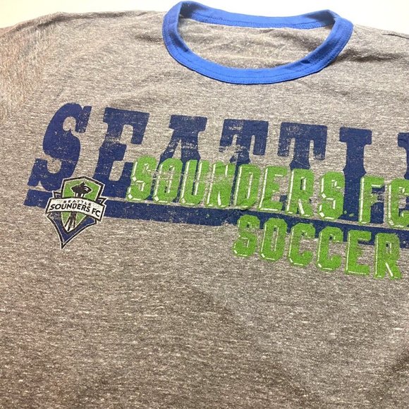 Adidas Seattle Sounders FC soccer MLS t-shirt Gray & lime Green size medium - Picture 3 of 6